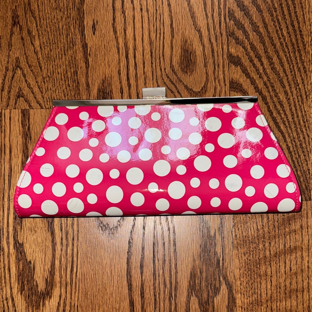 Polka Dot Clutch Bag - Pink and White